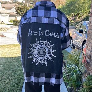 Alice in Chains Upcycled Flannel Shirt Handmade Unisex Size XXL  2XL